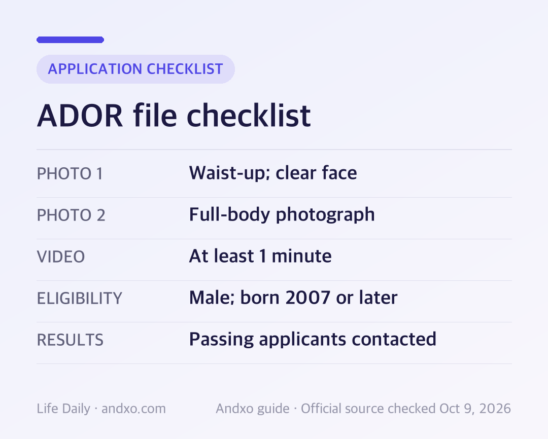 ADOR file checklist: source-based preparation summary