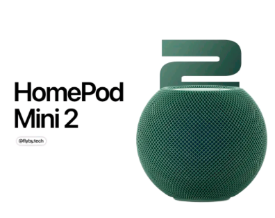 HomePod Mini 2라고 표기된 녹색 스피커 이미지, 비공식 SNS 자료