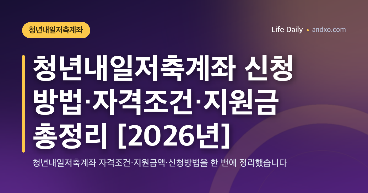 청년내일저축계좌 신청 방법·자격조건·지원금 총정리 [2026년]
