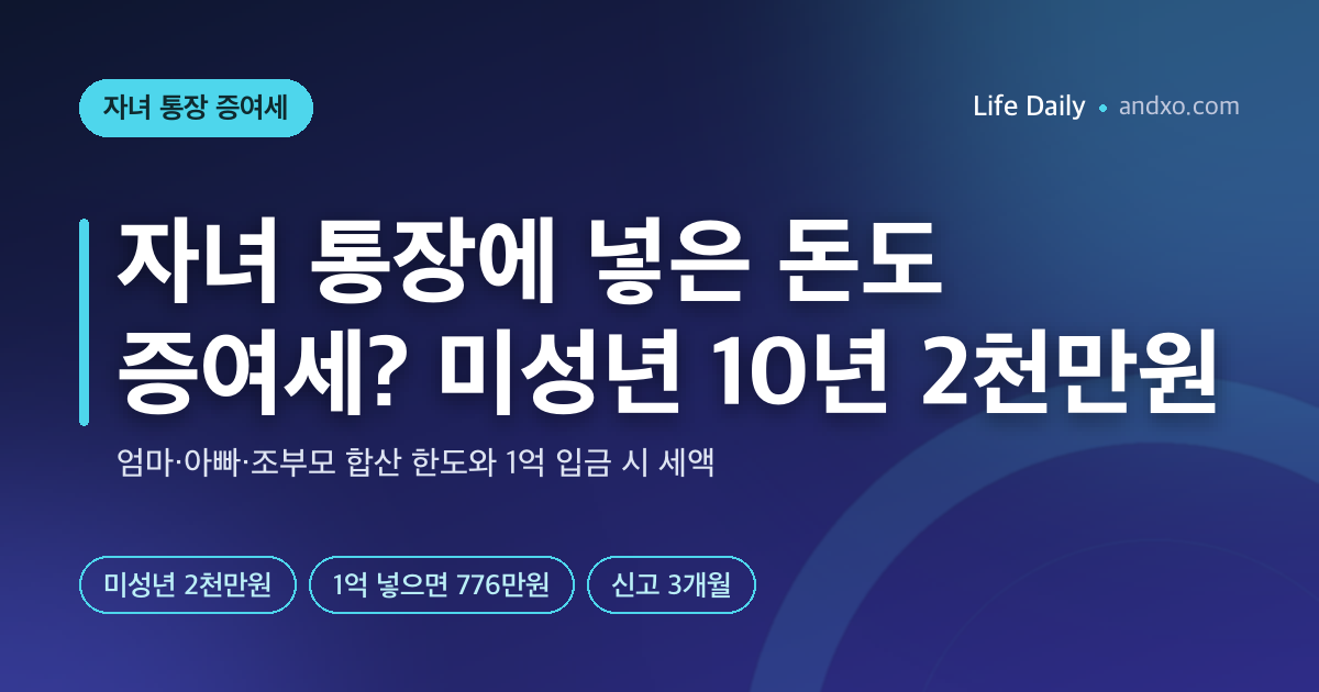 미성년자 10억 통장 52명…자녀 통장에 넣은 돈도 증여세? 엄마·아빠 합쳐 10년 2천만원까지