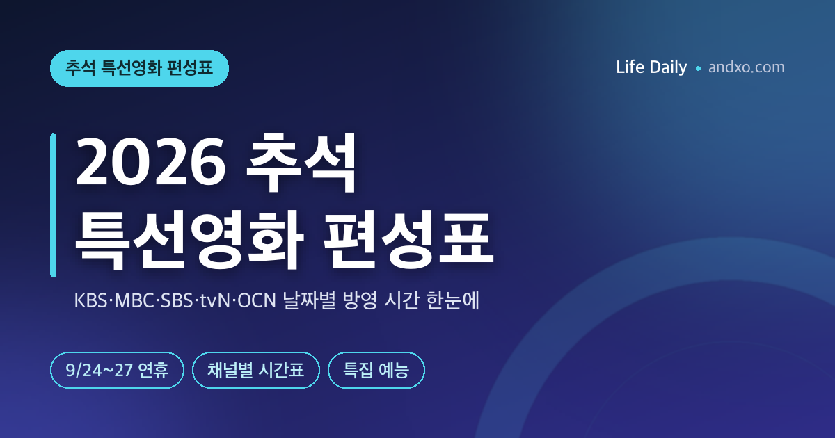 2026 추석 특선영화 편성표 — KBS·SBS·EBS·tvN·OCN·JTBC 날짜별 방영 시간 총정리