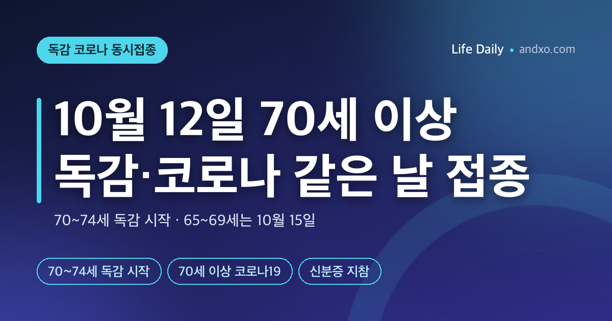 10월 12일(월) 70~74세 독감·70세 이상 코로나19 접종 시작｜같은 날 맞아도 되나, 어디서·무엇을 챙기나