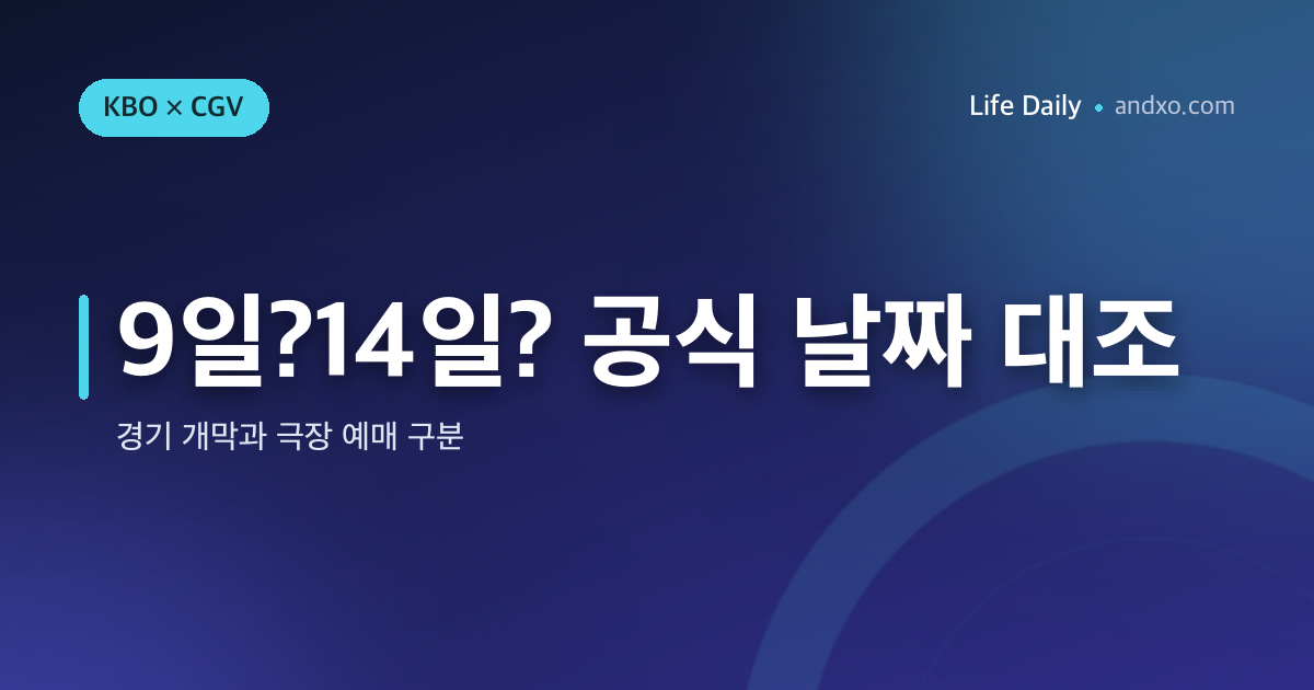CGV 포스트시즌10월9일인가14일인가｜KBO개막 발표와 극장 예매 날짜 대조