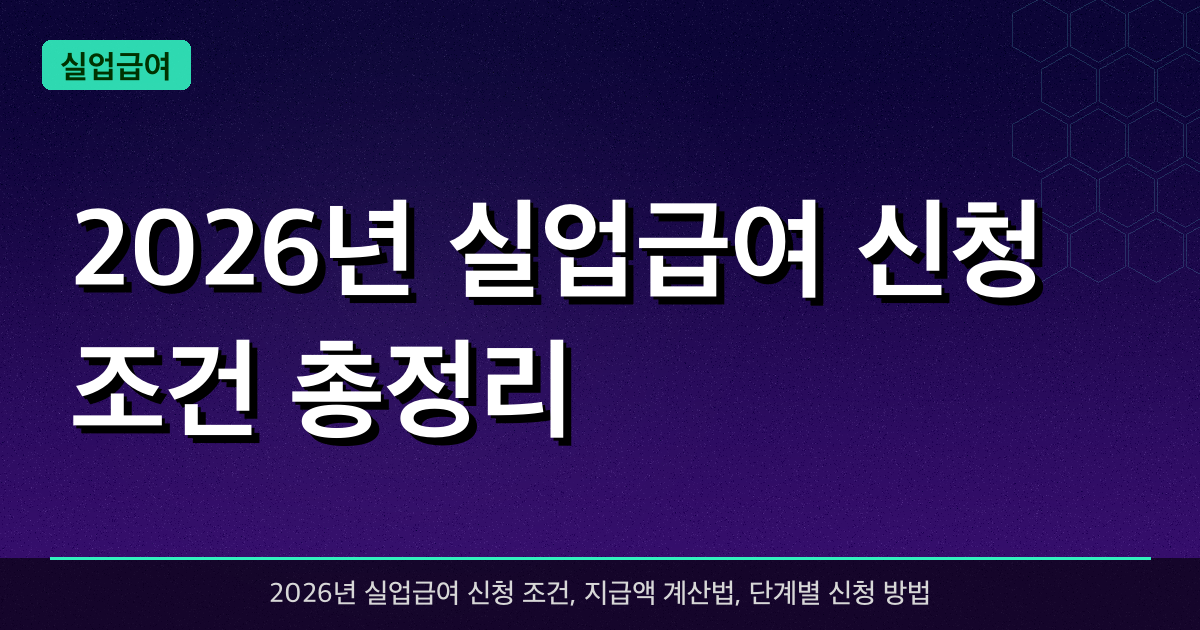 2026년 실업급여 신청 조건 총정리 — 얼마나 받을 수 있나