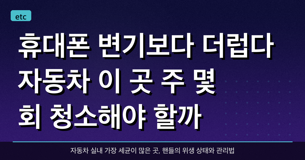 "휴대폰, 변기보다 더럽다"... 자동차 이 곳, 주 몇 회 청소해야 할까?