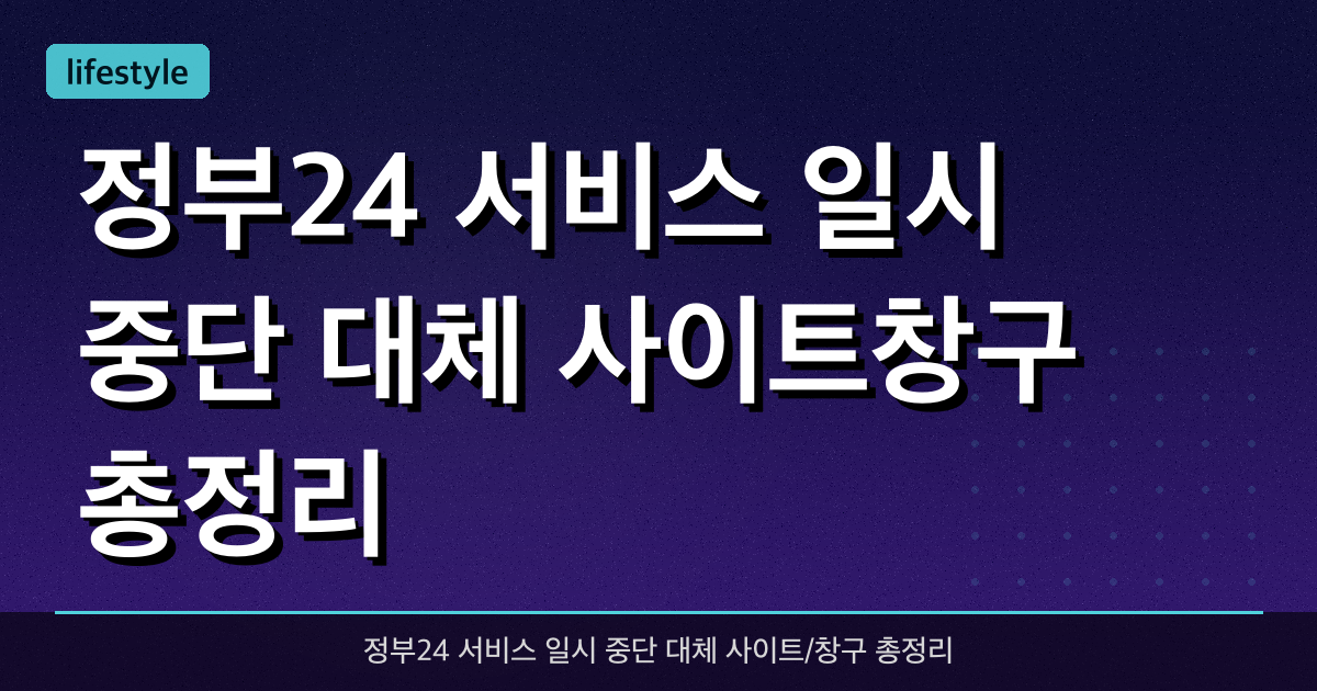 정부24 서비스 일시 중단 대체 사이트/창구 총정리