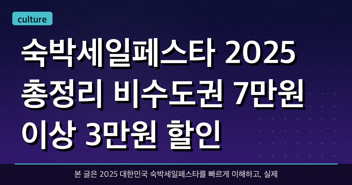 숙박세일페스타 2025 총정리! 비수도권 7만원 이상 3만원 할인
