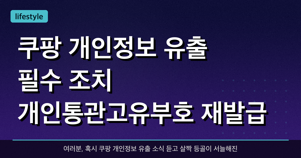 쿠팡 개인정보 유출 필수 조치! 개인통관고유부호 재발급 1분 컷 가이드