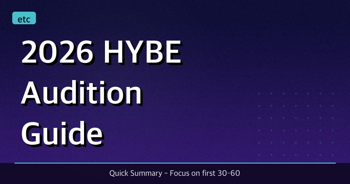 2026 HYBE Audition Guide: Requirements, Prep Plan & Checklist