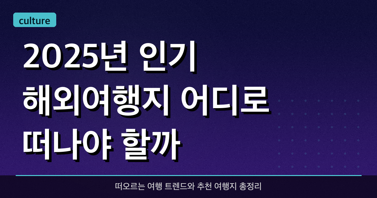 2025년 인기 해외여행지, 어디로 떠나야 할까?
