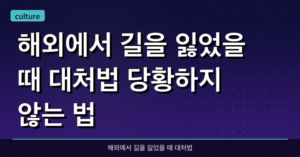 해외에서 길을 잃었을 때 대처법, 당황하지 않는 법
