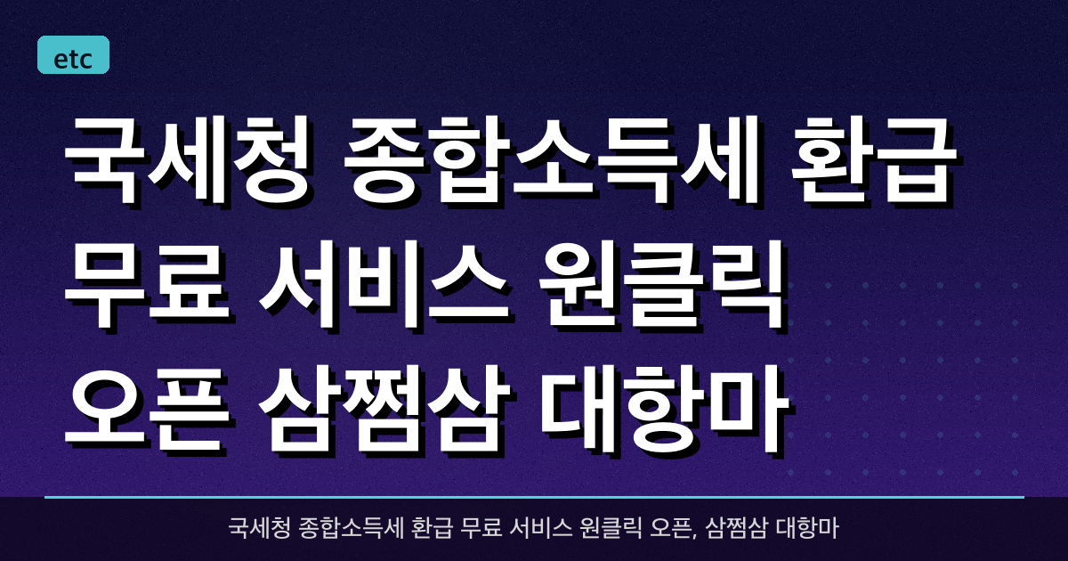 국세청 종합소득세 환급 무료 서비스 원클릭 오픈, 삼쩜삼 대항마