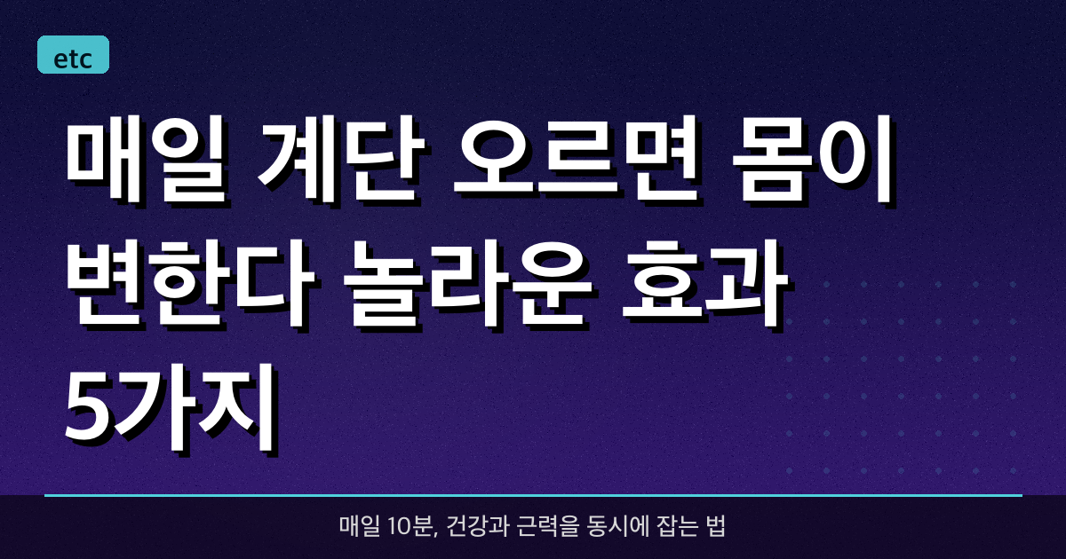 매일 계단 오르면 몸이 변한다! 놀라운 효과 5가지