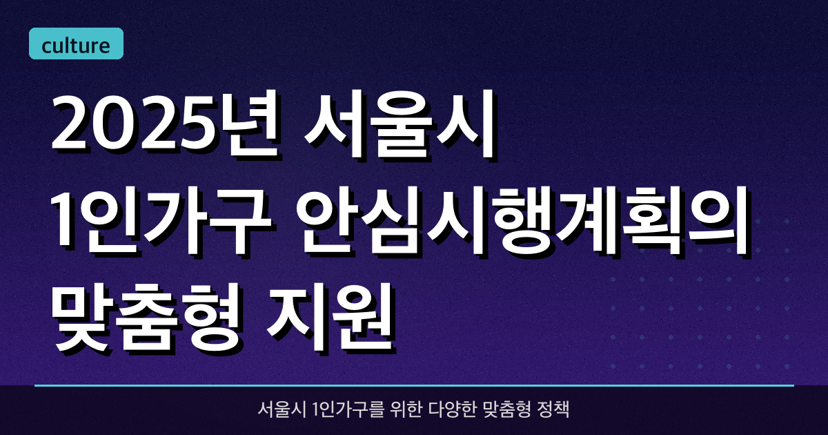 2025년 서울시 1인가구 안심시행계획의 맞춤형 지원