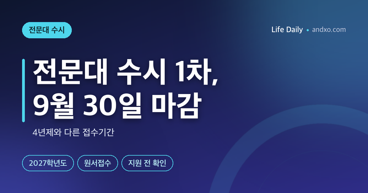 4년제 수시는 끝났지만 전문대 수시 1차는 9월 30일까지: 2027 원서접수 체크