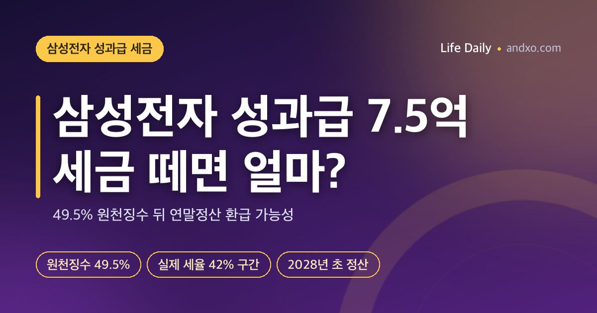 삼성전자 성과급 7.5억, 세금 떼면 얼마? 49.5% 원천징수해도 연말정산 때 일부 돌려받는 이유