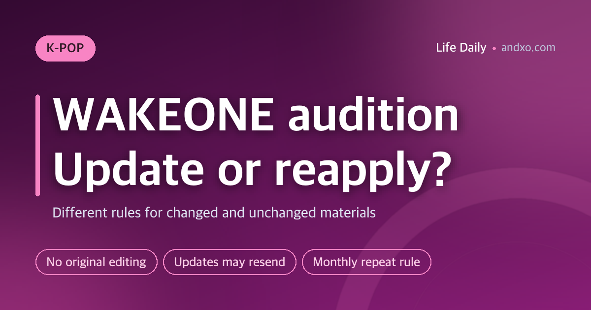 WAKEONE audition updates: can you resend material in the same month?